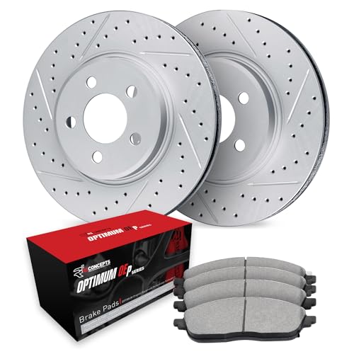 R1 Concepts Front Brakes and Rotors Kit |Front Brake Pads| Brake Rotors and Pads| Optimum OEp Brake Pads and Rotors|fits 2011-2014 Ford Mustang - Image 1