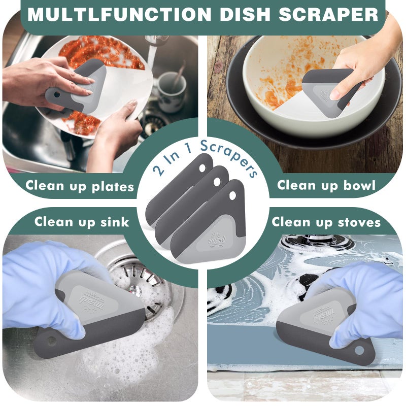 Matscover Food Scraper  2-In-1 Pot And Pan Dish Scraper  Nylon And Silicone  Kitchen Scraper Tools For Cast Iron Skillets  Cookware  Dishes  Pans And Pots  Heat Resistant  Set Of 3 - Image 3