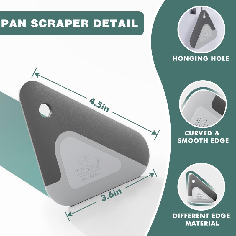 Matscover Food Scraper  2-In-1 Pot And Pan Dish Scraper  Nylon And Silicone  Kitchen Scraper Tools For Cast Iron Skillets  Cookware  Dishes  Pans And Pots  Heat Resistant  Set Of 3 - Image 2