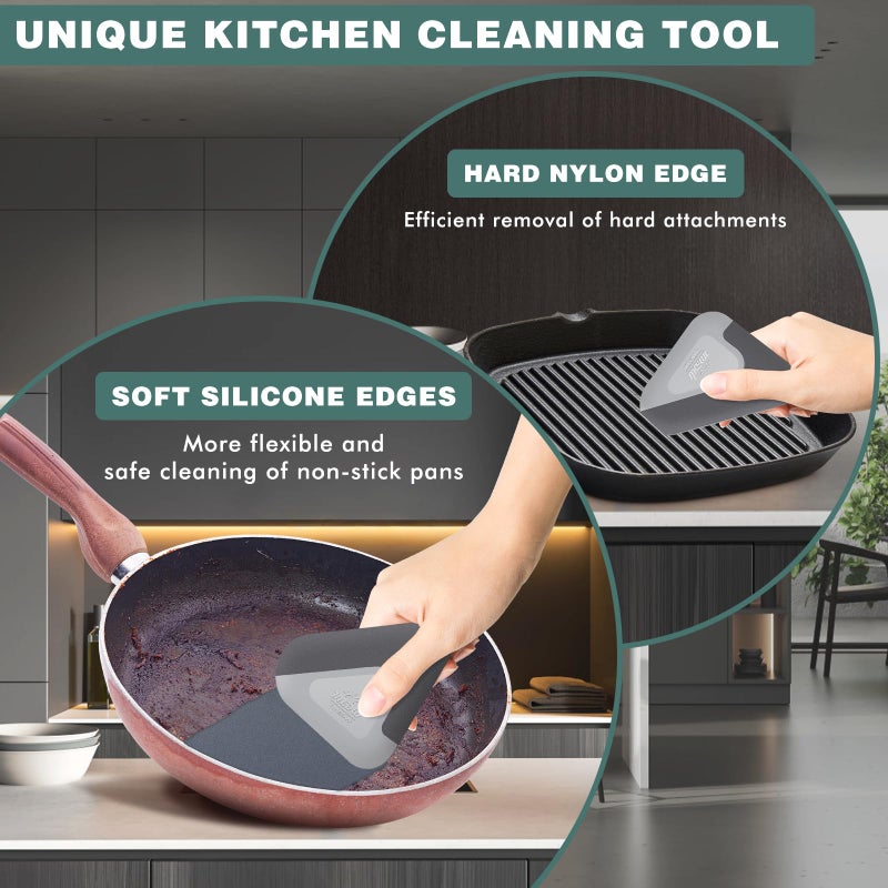 Matscover Food Scraper  2-In-1 Pot And Pan Dish Scraper  Nylon And Silicone  Kitchen Scraper Tools For Cast Iron Skillets  Cookware  Dishes  Pans And Pots  Heat Resistant  Set Of 3 - Image 4