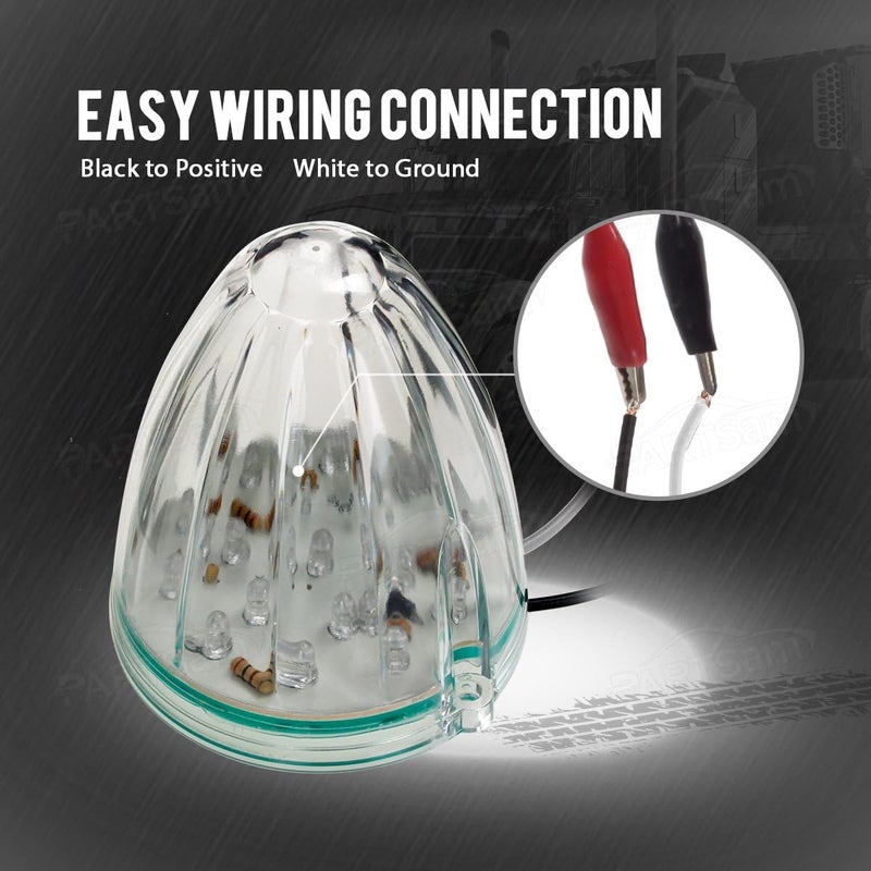 Partsam 5X Roof Running Top Marker Light Clear Amber 17 LED Clear Lens Replacement for Peterbilt Freightliner Mack - Image 4