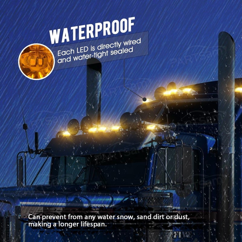 Partsam 5X Roof Running Top Marker Light Clear Amber 17 LED Clear Lens Replacement for Peterbilt Freightliner Mack - Image 3