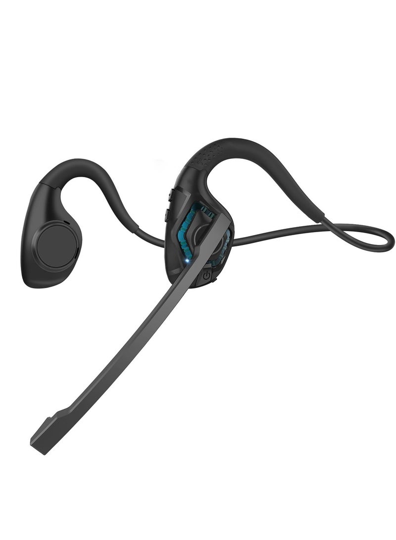 Bluetooth Headset with Microphone, Open Ear Headphones Wireless Noise Cancelling for Phone Laptop PC Computer, 10 Hours Playtime, Lightweight & Comfortable for Office Driving Working Home,black - Image 1