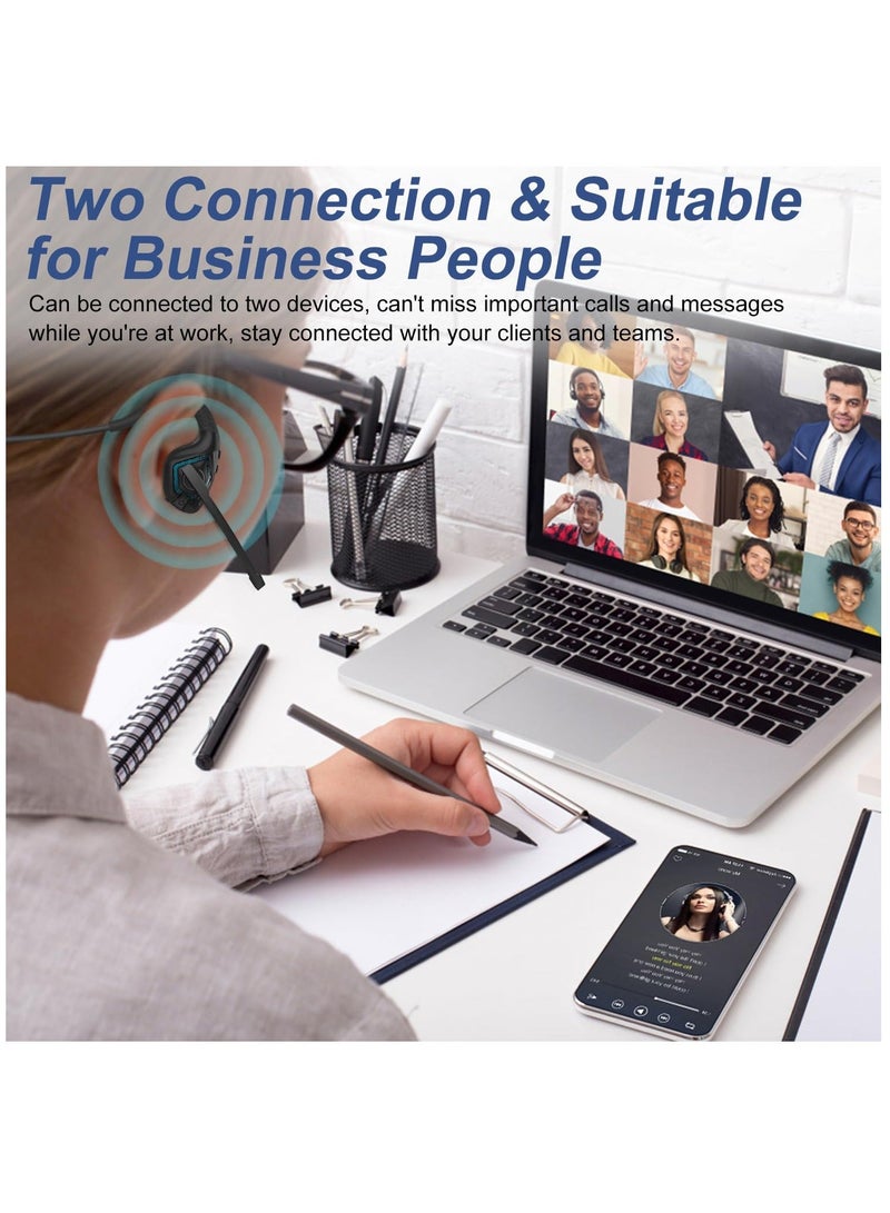 Bluetooth Headset with Microphone, Open Ear Headphones Wireless Noise Cancelling for Phone Laptop PC Computer, 10 Hours Playtime, Lightweight & Comfortable for Office Driving Working Home,black - Image 5