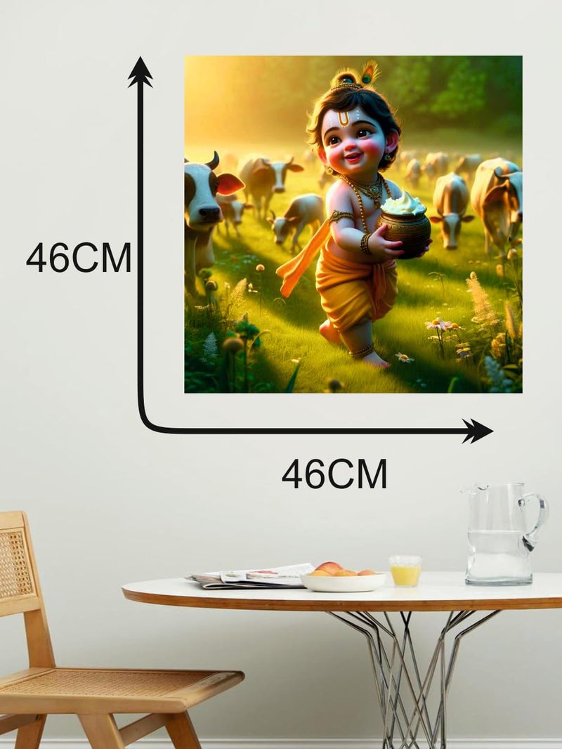 Decals Creation Bal Krishna Makhan Chor Matki Wall Poster For Living Room, Kids Room, Pooja Room (Size - 46CM X 46CM) - Image 4