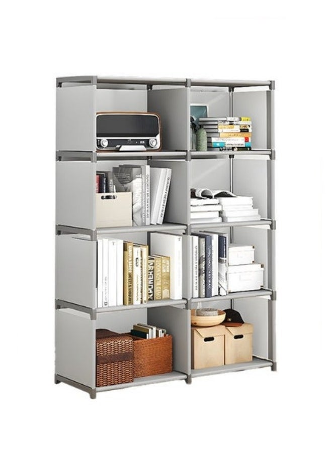 MIXDE 4 Row 8-Grid Multi-Functional Storage Shelves , Assembled Storage Rack,Bedroom Living Room Vertical Cabinet Bookshelf Grey  - Image 2