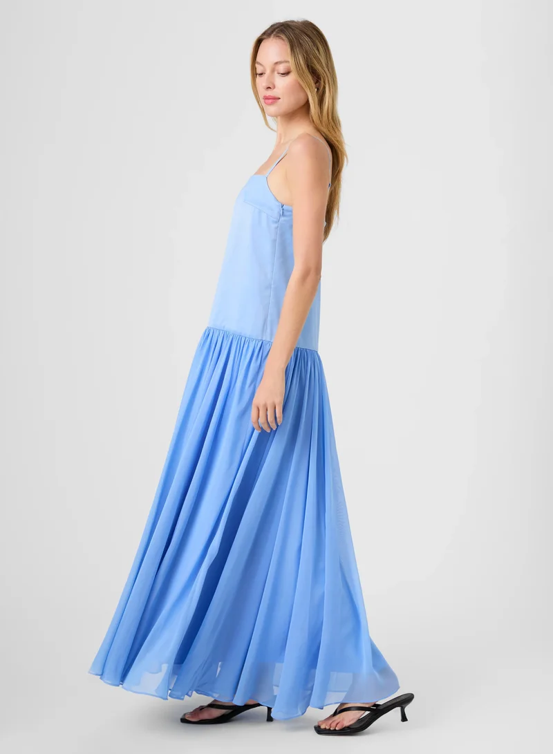 French Connection Blue Hydrangea Marina Silky Maxi Dress for Women | Best Price UAE