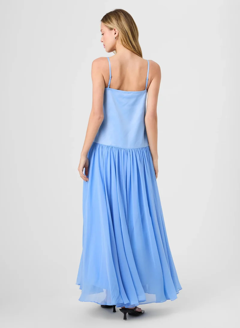 French Connection Blue Hydrangea Marina Silky Maxi Dress for Women | Best Price UAE