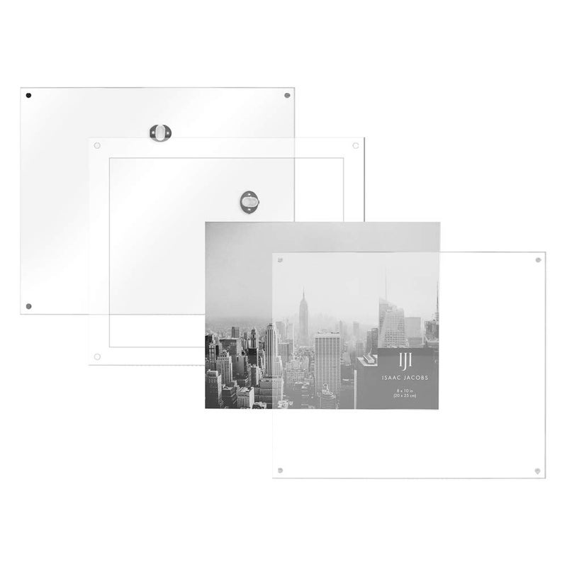 Isaac Jacobs 8x10 Wall-Mountable Clear Acrylic Picture Frame, Magnetic Photo Frame, Made for Gallery Display, Wall Space, Wall DÃ©cor, Art, Home or Office - Image 3