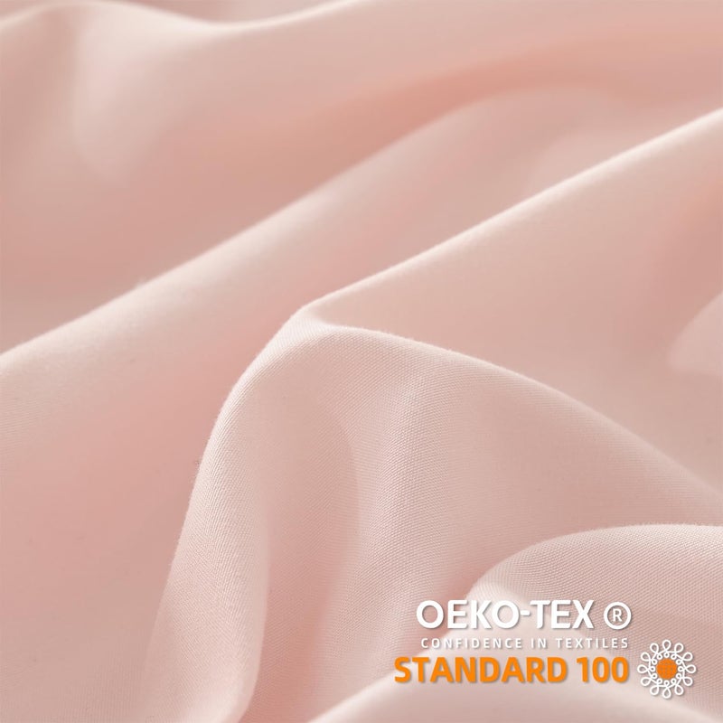 JANZAA Full Size Comforter Pink Comforter Set 3PCS 1 Ruffled Comforter Set and 2 Pillow Cases Blush Pink Bed Set Vintage Farmhouse Shabby Chic Bedding Soft All Season - Image 3