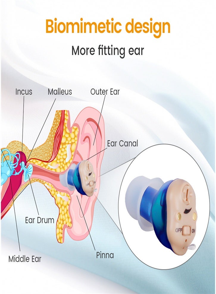 Mini rechargeable in-ear hearing aid for mild to moderate hearing loss, effective hearing aid and noise reduction (red and blue) - Image 3