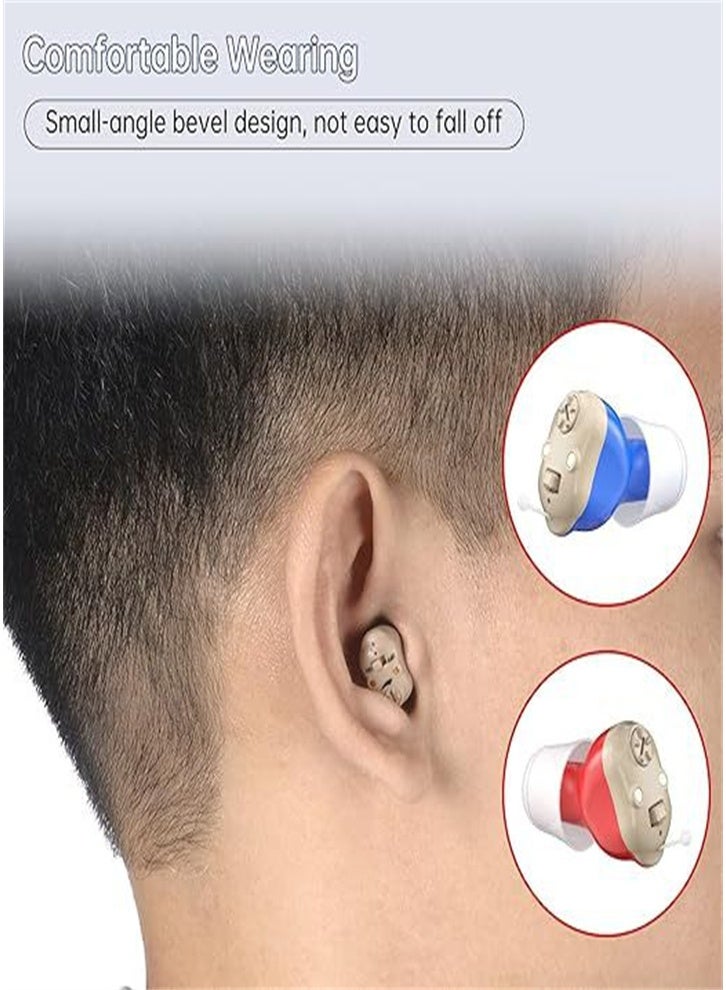 Mini rechargeable in-ear hearing aid for mild to moderate hearing loss, effective hearing aid and noise reduction (red and blue) - Image 4