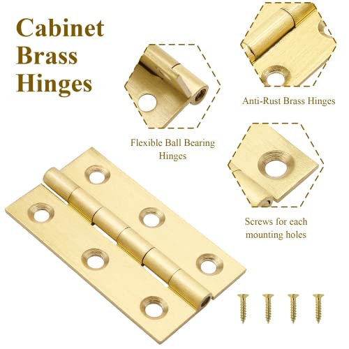 Suiwotin 8pcs 25 Inch Brass Hinges Mini Butt Hinge for Cabinet Door Box Jewelry Wooden Box Small Cupboard Furniture Gold - Image 3