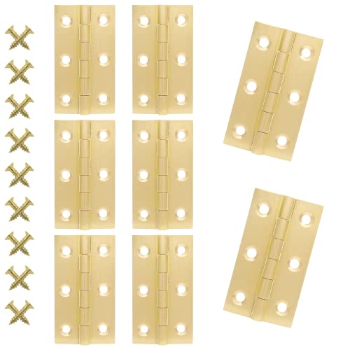 Suiwotin 8pcs 25 Inch Brass Hinges Mini Butt Hinge for Cabinet Door Box Jewelry Wooden Box Small Cupboard Furniture Gold - Image 1