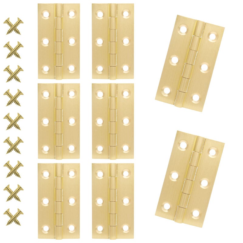 Suiwotin 8pcs 25 Inch Brass Hinges Mini Butt Hinge for Cabinet Door Box Jewelry Wooden Box Small Cupboard Furniture Gold - Image 2