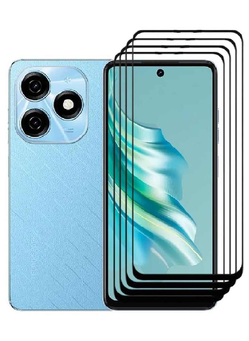 AINA 4 Pieces Tempered Glass Screen Protector 5D Designed For Tecno Spark 20 Full Glue Edge to Edge Full Screen Coverage And Bubble Free - Image 1