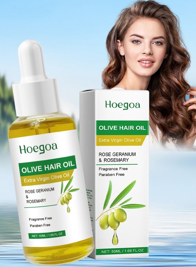 HOEGOA زيت شعر الزيتون البكر الممتاز - يغذي ويصلح الشعر التالف بعمق - رطوبة سلسة ولامعة تدوم طويلاً - سيروم زيت شعر الزيتون - مضاد للتجاعيد - زيت الزيتون البكر - زيت مرطب للشعر - Image 1