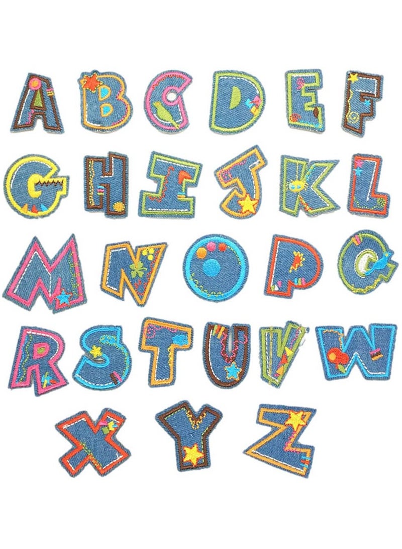 KASTWAVE 26 Pcs Embroidered Iron on Patches Colorful Letter Charms Applique Patch Decoration Suitable for Clothes Dress Jeans Pants Hats Backpacks Sewing Applique DIY Accessories - Image 1