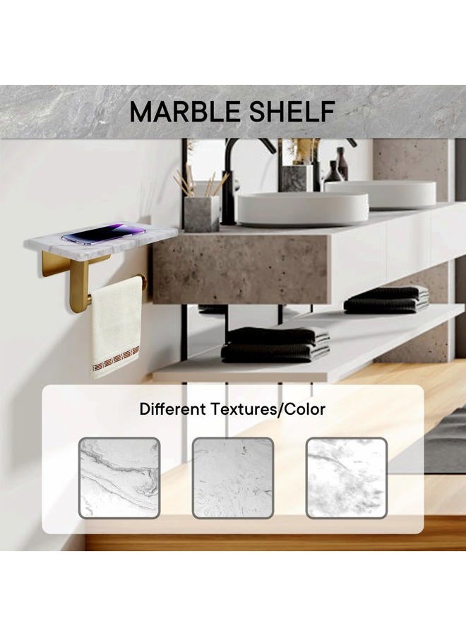 Nodafuer Toilet Paper Holder with Natural Marble Shelf for Bathroom Washroom,Wall Mounted Tissue Holder Suitable for Mega Roll (Brushed Gold, Middle 7.87 * 4.72 in) - Image 5