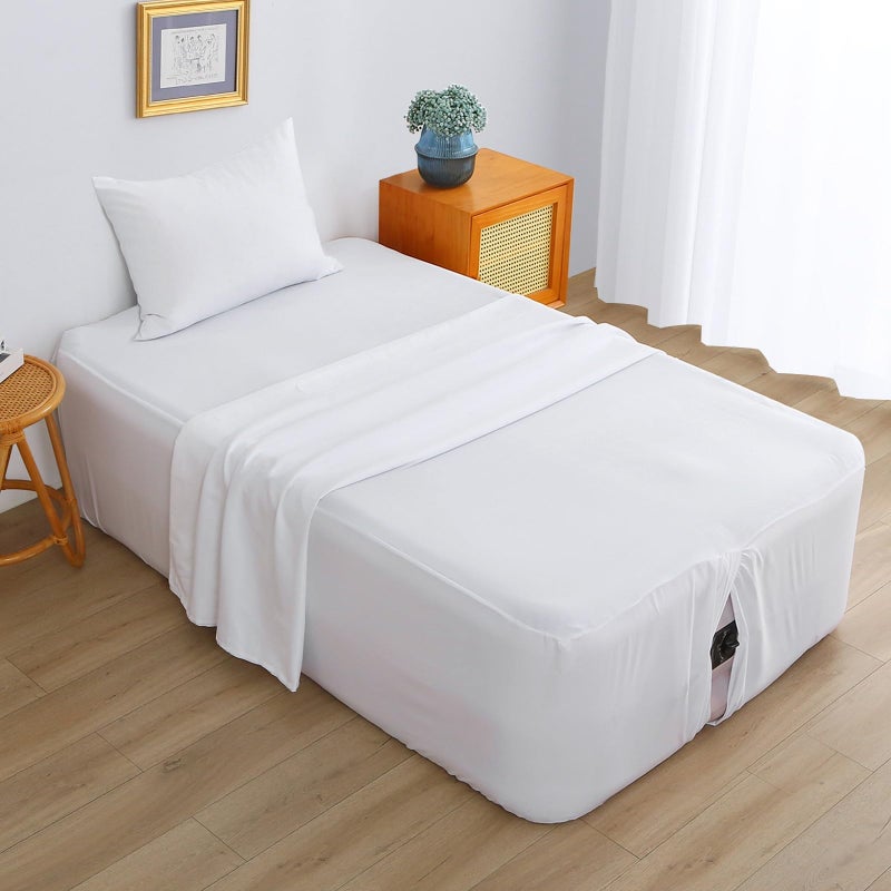 Antranfour Air Mattress Sheet Set for 16-24 Inch Air Beds Twin Size,Deep Pocket Fitted Sheet with Inflation Opening,Soft & Breathable, for Guests, Camping, RVs, Includes Pillowcase Flat Sheet Fitted Sheet,White - Image 1