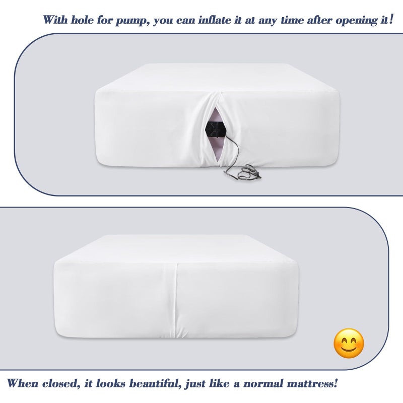 Antranfour Air Mattress Sheet Set for 16-24 Inch Air Beds Twin Size,Deep Pocket Fitted Sheet with Inflation Opening,Soft & Breathable, for Guests, Camping, RVs, Includes Pillowcase Flat Sheet Fitted Sheet,White - Image 3