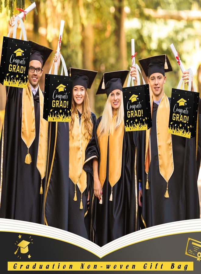 Shinylin 24 Pcs Graduation Gift Bags 2026 Reusable Graduation Bags Bulk with Handles, Nonwoven Congrats Grad Party Favor Tote(Black, Gold - Image 5
