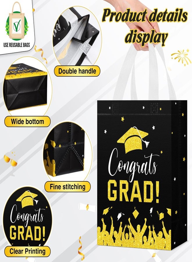 Shinylin 24 Pcs Graduation Gift Bags 2026 Reusable Graduation Bags Bulk with Handles, Nonwoven Congrats Grad Party Favor Tote(Black, Gold - Image 4