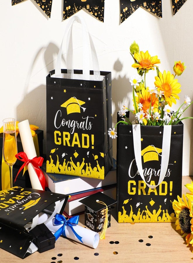 Shinylin 24 Pcs Graduation Gift Bags 2026 Reusable Graduation Bags Bulk with Handles, Nonwoven Congrats Grad Party Favor Tote(Black, Gold - Image 2
