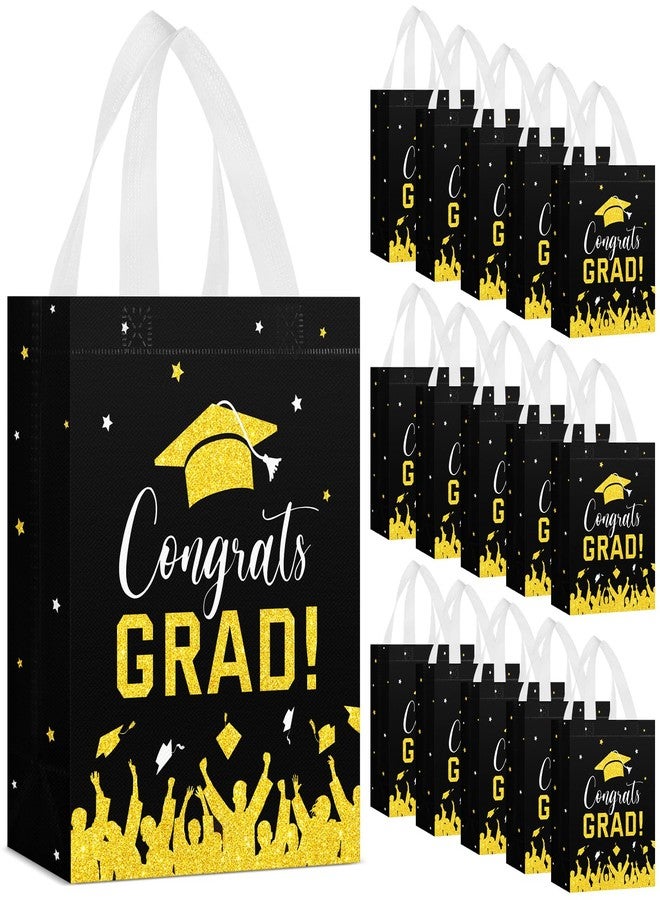 Shinylin 24 Pcs Graduation Gift Bags 2026 Reusable Graduation Bags Bulk with Handles, Nonwoven Congrats Grad Party Favor Tote(Black, Gold - Image 1