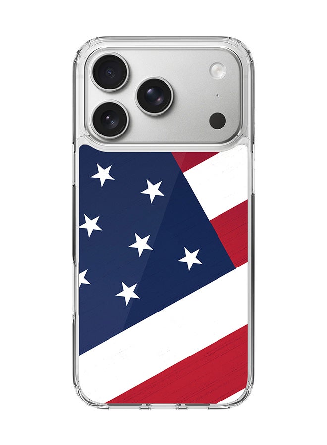 Stylizedd Classic Clear MagSafe Case for iPhone 17 Pro , Hybrid Soft Case Flexible Edges Anti Drop TPU PC Gel Thin Transparent Cover [ Designed for iPhone 17 Pro ] - Flag Of US Full Print