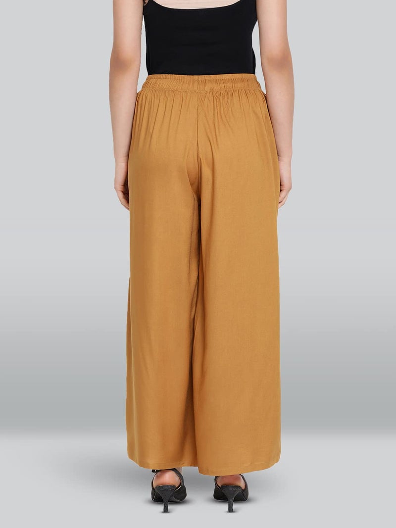 Lyra Women's Rayon Solid Palazzo | Free Size | Pack of 1 Amber Gold - Image 2