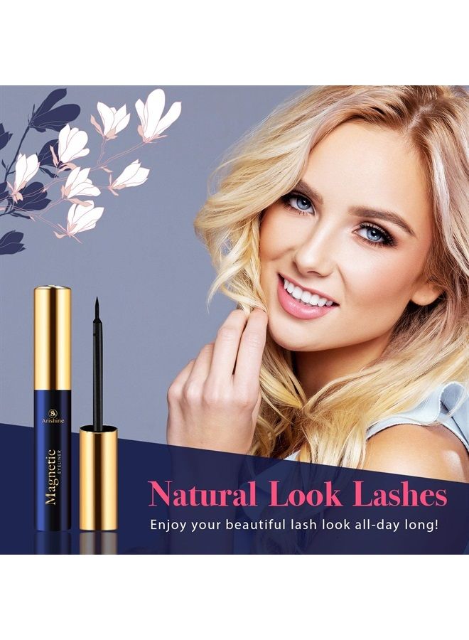 Arishine Magnetic Eyelashes with Eyeliner - Magnetic Eyeliner 1 Tube and Magnetic Eyelash Kit - Eyelashes With eyeliner Natural Look - Comes With Applicator - Image 3