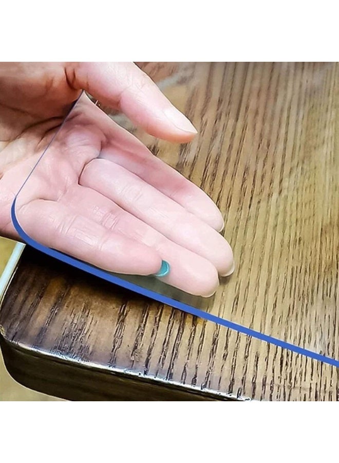 غطاء طاولة شفاف، غطاء طاولة بلاستيكي، غطاء طاولة بلاستيكي شفاف، غطاء طاولة سميك شفاف لطاولة غرفة الطعام (90 × 150 سم) - Image 1