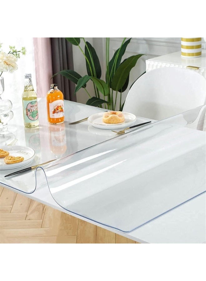 غطاء طاولة شفاف، غطاء طاولة بلاستيكي، غطاء طاولة بلاستيكي شفاف، غطاء طاولة سميك شفاف لطاولة غرفة الطعام (90 × 150 سم) - Image 3