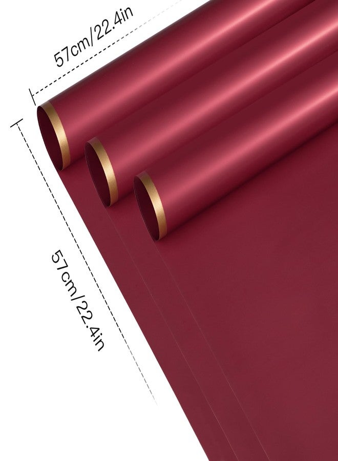 WRAPAHOLIC 20 Sheets Flower Wrapping Paper - 22.4 x 22.4 inch Red with Gold Edge Waterproof Floral Bouquet Wrapping Paper, Florist Supplies Packaging Paper for Wedding Birthday Gift DIY - Image 2