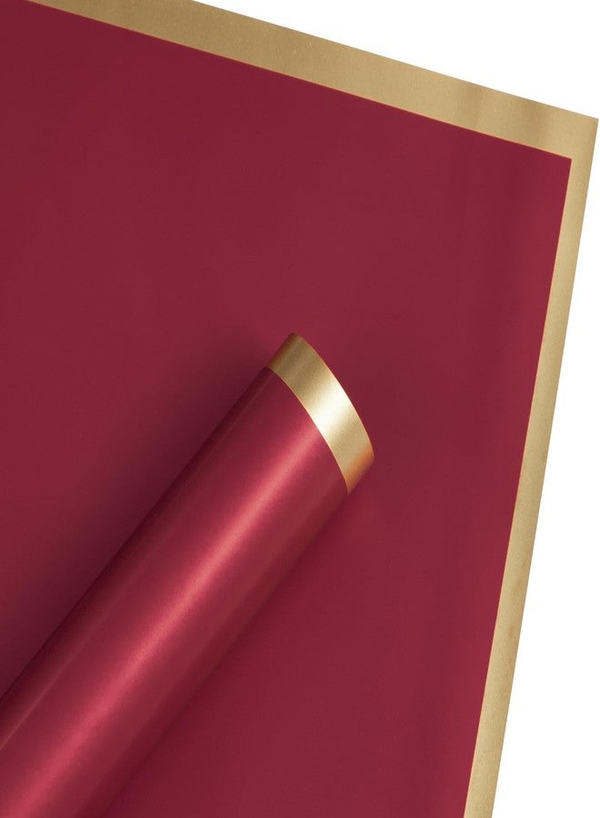 WRAPAHOLIC 20 Sheets Flower Wrapping Paper - 22.4 x 22.4 inch Red with Gold Edge Waterproof Floral Bouquet Wrapping Paper, Florist Supplies Packaging Paper for Wedding Birthday Gift DIY - Image 4