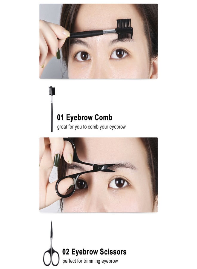 Eyebrow Grooming Set Tweezers Stainless Steel Scissors Brow Comb Razors Trimmer & 2 Eyebrow Brush Pens for Beginners Men & Women Eyebrow Tools - Image 4
