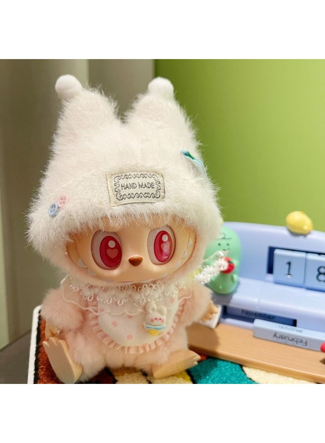Labubu Vinyl Doll Rab Cloth Dress-up Second Generation Clothes Party Cute Hat Bib Hat Suit-Color:Xin Xiang Persimmon 5-point Set  - Image 5