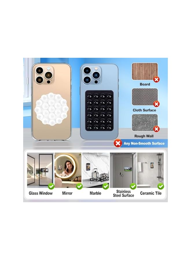 Green Tiger 2Pcs Silicone Suction Phone Case Adhesive Mount, Anti-Slip Hands-Free Phone Holder, Sticky Phone Grip Compatible with iPhone and Android Cases, Black and White - Image 5