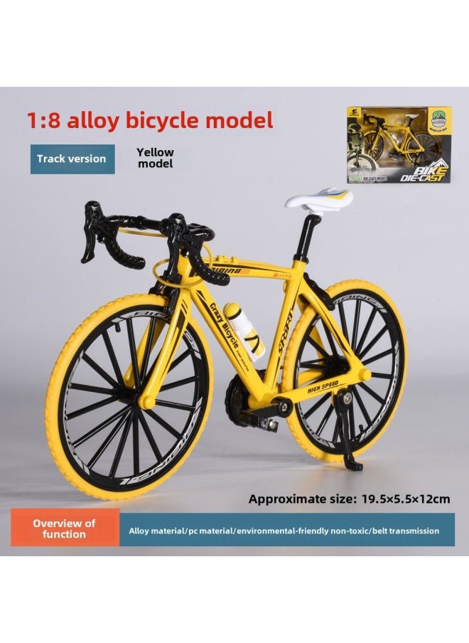 Diy Explosions Alloy Assembled Bicycle Model Toys 28 Big Bar Bicycle Ornaments Collection Wholesale-Color:[exquisite Window Gift Box] Racing Version (yellow)  - Image 1