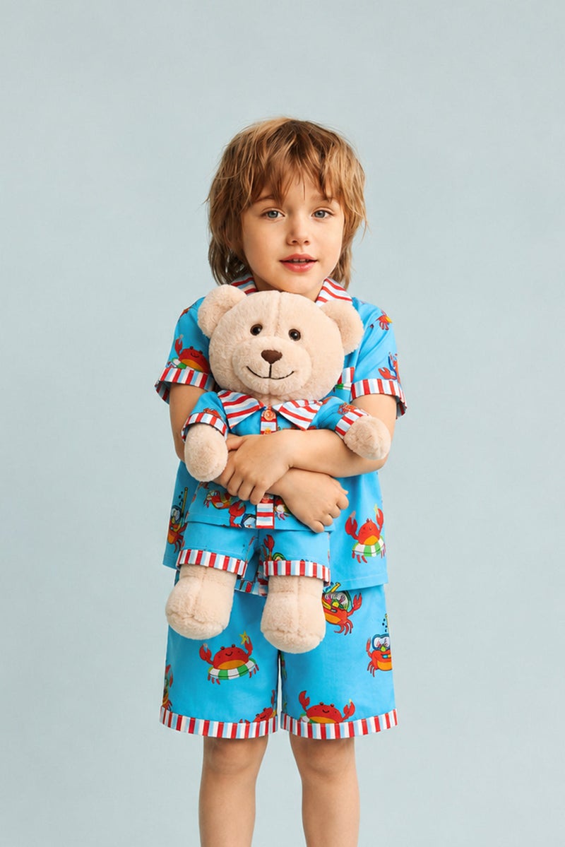 Luna Mia 'Oh' Crab Pyjama Set With Matching Teddy Bear - Image 1