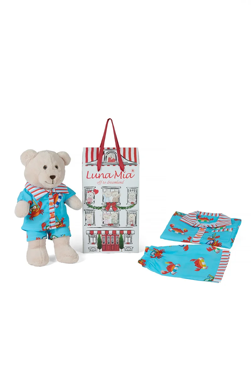 Luna Mia 'Oh' Crab Pyjama Set With Matching Teddy Bear