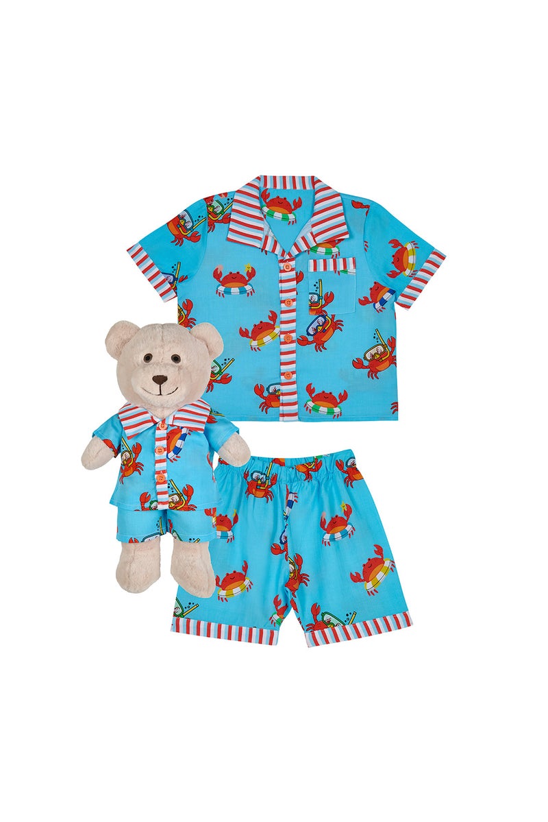 Luna Mia 'Oh' Crab Pyjama Set With Matching Teddy Bear - Image 3