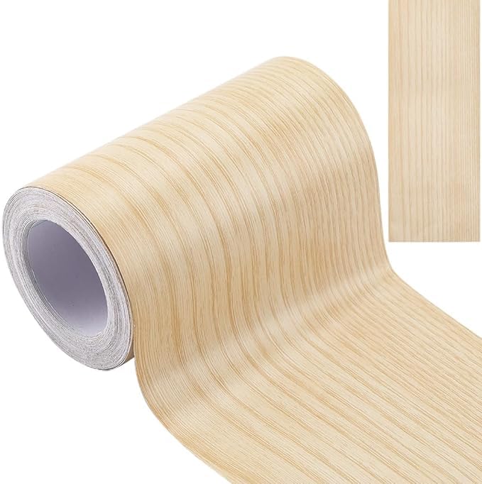 HOMSUN Peel & Stick Wood Grain Vinyl Border - Removable Bathroom Mirror Frame Border - Self Adhesive (8 x 100 Inch, Peach Brown) - Image 1
