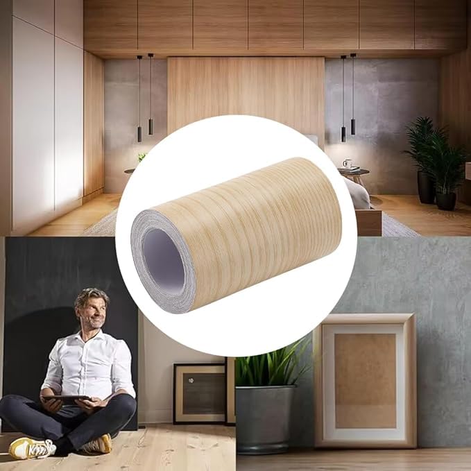 HOMSUN Peel & Stick Wood Grain Vinyl Border - Removable Bathroom Mirror Frame Border - Self Adhesive (8 x 100 Inch, Peach Brown) - Image 4