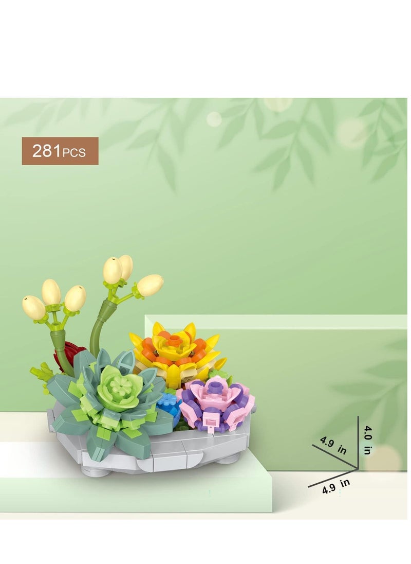 SYOSI - Mini Bricks Bonsai Model, Flower Building 281Pcs Set, Creative DIY Simulation Particle Botanical Collection Construction Toy for Adults Child - Image 1