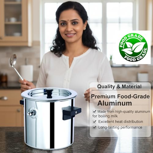 Premier Aluminium Milk Boiler 2 Litre | Whistle Indication | Anti-Overflow Design | Thick Heavy Base | Safe Lid with Knob | Side Handles | ISI Certified - Image 2