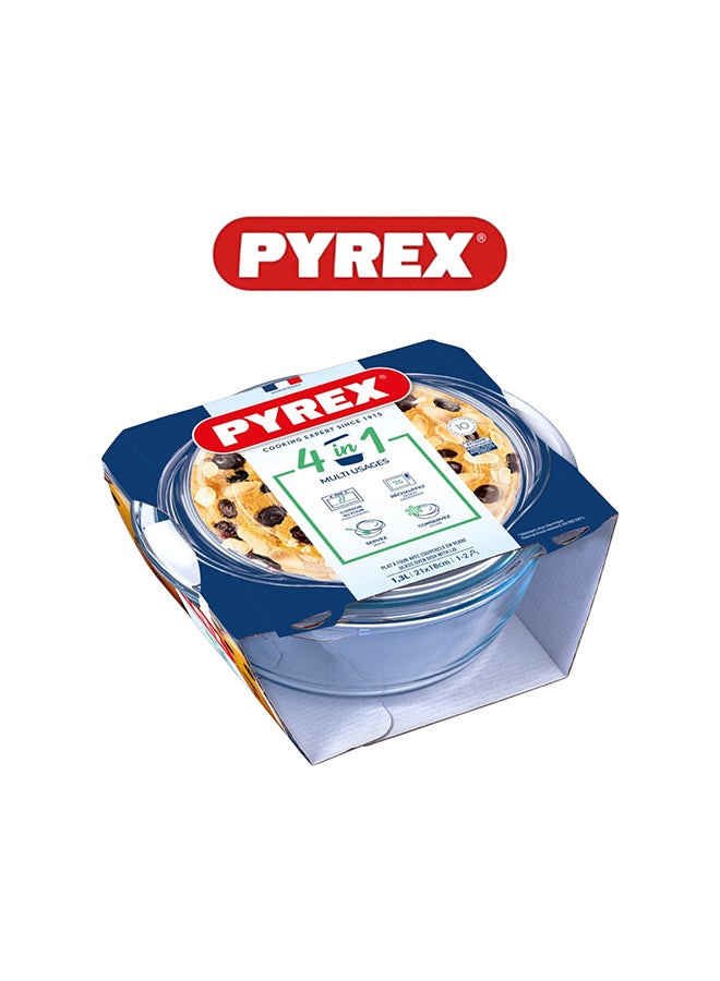 Pyrex Essential Casserole Round 1.4L - Durable Borosilicate Glass for Versatile Cooking and Serving Clear - Image 1