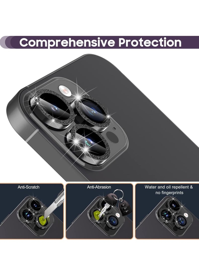 ELTRAZONE iPhone 14 Pro 6.1 inch / 14 Pro Max 6.7 inch Camera Lens Protector, Camera Cover Tempered Glass for iPhone 14 Pro Max/for iPhone 14 Pro [Glitter Diamonds] -Black - Image 4