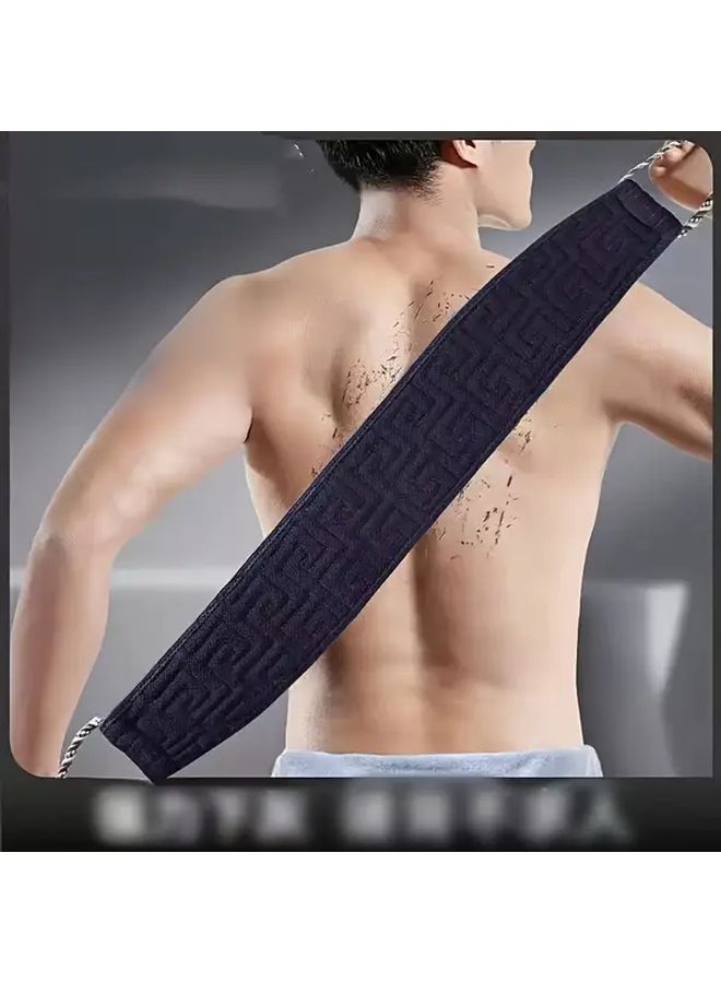 Gray Exfoliating Back Scrubber Towel For Men Long Strong Mud Removal Coarse Texture Polyester No Scent Korean Style Bath Accessory For Home Use - Image 1